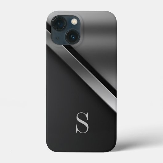 Zwarte Stalen Metallic Monogram iPhone / iPad hoes (Achterkant)