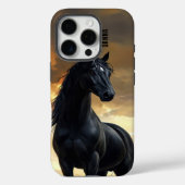 Zwarte Stalion Gepersonaliseerde Naam Case-Mate iPhone Case (Achterkant)