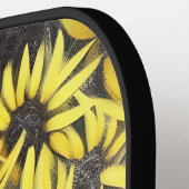 Zwarte Stallion Horse en zonnebloemen Pickleball Paddle (Links Detail)