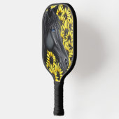 Zwarte Stallion Horse en zonnebloemen Pickleball Paddle (Links)