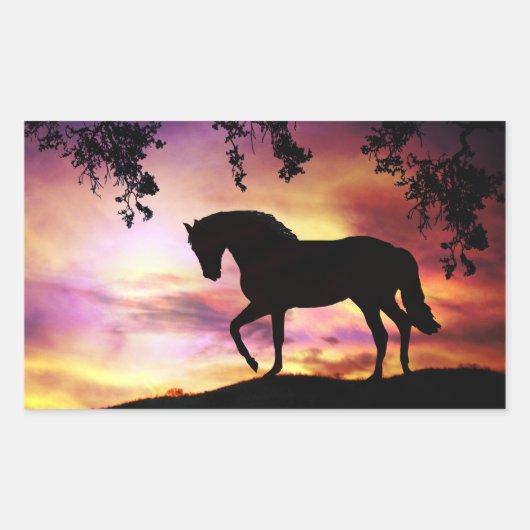 Zwarte Stallion in de Sunset Stickers (Voorkant)