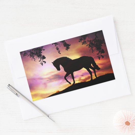 Zwarte Stallion in de Sunset Stickers (Envelop)