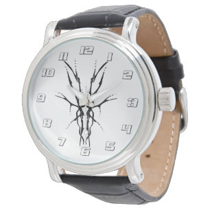 Zwarte Stam Herten Schedel Jacht Ontwerp Horloge