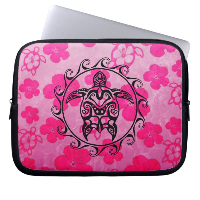 Zwarte StammenSchildpad Laptop Sleeve (Voorkant)