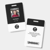 Zwarte standaard bedrijfsnaam badge (Voor- en achterkant)