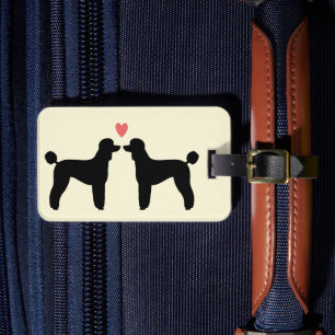 Zwarte Standaard Poodle Silhouetten met Hart Bagagelabel