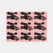 Zwarte standaard roze papieren rugzak fleece deken (Voorkant (Horizontaal))