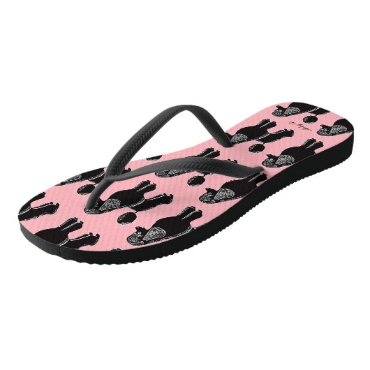 Zwarte standaard roze Teenslippers (Schuin)