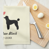 Zwarte standaardspuitjes met hart en tekst theedoek (Quarter Fold)