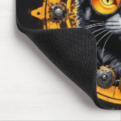 Zwarte steampunk kat met oranje bril muismat (Hoek)