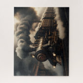 Zwarte Steampunk Trein Legpuzzel (Verticaal)