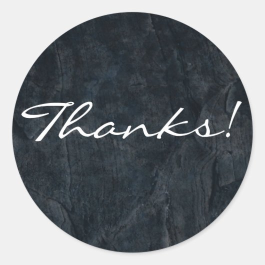Zwarte Steen Abstracte Grunge Textuur Bedankt Ronde Sticker (Voorkant)