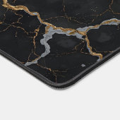 Zwarte steen met gouden en zilveren aderen bureaumat (Hoek)