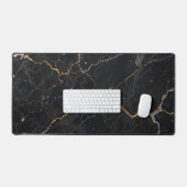 Zwarte steen met gouden en zilveren aderen bureaumat (Keyboard & Muis)