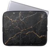 Zwarte steen met gouden en zilveren aderen laptop sleeve (Voorkant)