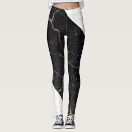 Zwarte steen met gouden en zilveren aderen leggings