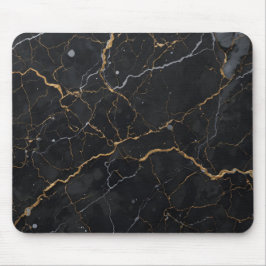 Zwarte steen met gouden en zilveren aderen muismat