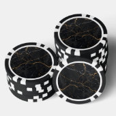 Zwarte steen met gouden en zilveren aderen poker chips (Opstapeling)