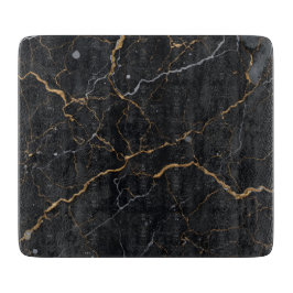 Zwarte steen met gouden en zilveren aderen snijplank