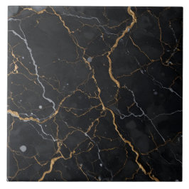 Zwarte steen met gouden en zilveren aderen tegeltje