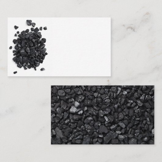 Zwarte steenkool geïsoleerd op witte achtergrond.  visitekaartje (Voorkant / Achterkant)