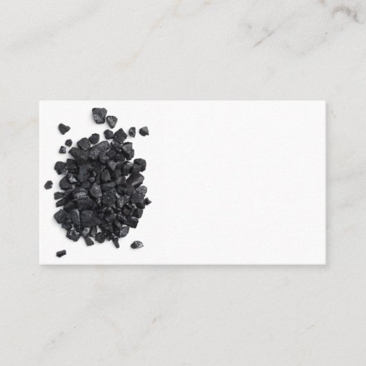 Zwarte steenkool geïsoleerd op witte achtergrond.  visitekaartje (Voorkant)