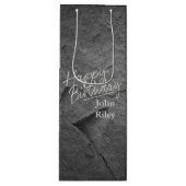 zwarte steenleisteen wijn cadeautas (Voorkant)