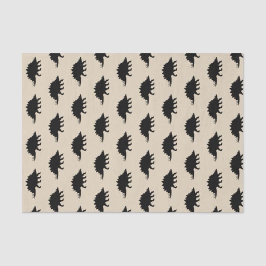 Zwarte Stegosaurus Dinosaurus Afdrukken Tissuepapier (Voorkant)