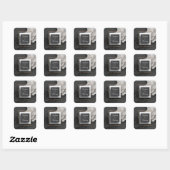 Zwarte Stenen Gouden Frame Ethereale Mesh Bruiloft Vierkante Sticker (Vel)