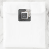 Zwarte Stenen Gouden Frame Ethereale Mesh Bruiloft Vierkante Sticker (Tas)