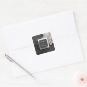 Zwarte Stenen Gouden Frame Ethereale Mesh Bruiloft Vierkante Sticker (Envelop)