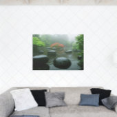 Zwarte stenen in een regenachtige Zen tuin met blo Perfect Poster