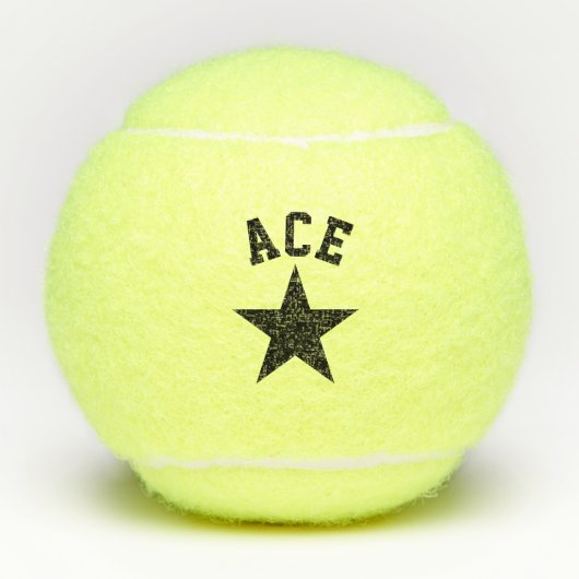 Zwarte ster aas aangepaste naam initials tennisballen (Voorkant)