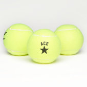 Zwarte ster aas aangepaste naam initials tennisballen (Multi)