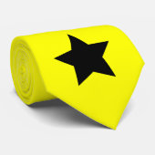 Zwarte ster op geel Stropdas (Opgerold)