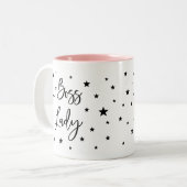 Zwarte ster tweekleurige koffiemok (Voorkant links)