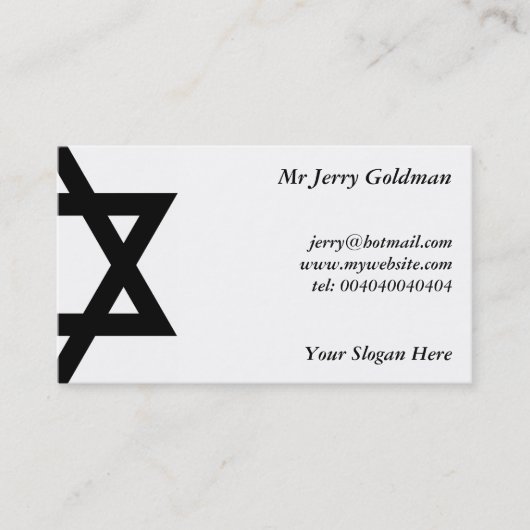 Zwarte ster van David Visitekaartje (Voorkant)