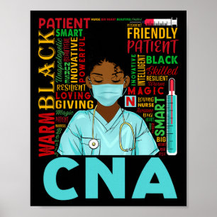 Zwarte sterke verpleegster Cna Afro Melanine Afrik Poster