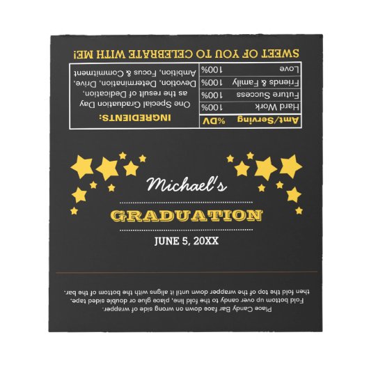 Zwarte sterren Afstuderen voor Snoep Notitieblok (Voorkant)