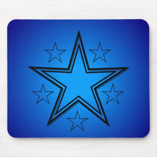 Zwarte sterren Blauw Muismat (Voorkant)