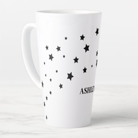 Zwarte sterren latte mok (Linkerhoek)