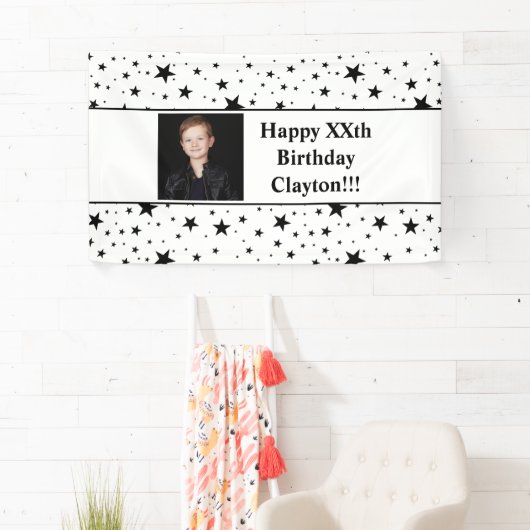 Zwarte sterren met Banner voor de foto van een ber (Insitu)