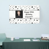 Zwarte sterren met Banner voor de foto van een ber (Beurs)