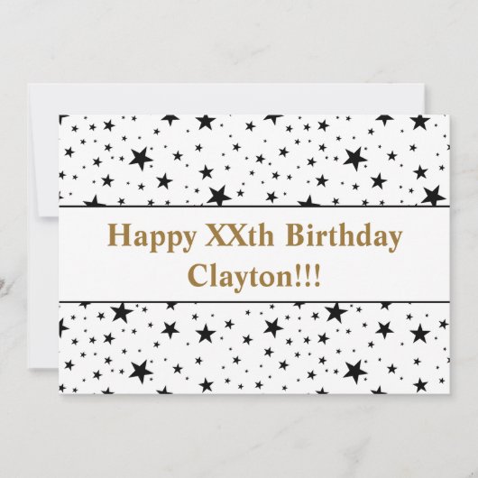 Zwarte sterren met bericht op zaterdag kaart (Voorkant)