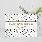 Zwarte sterren met bericht op zaterdag kaart (Staand voorkant)