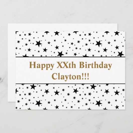 Zwarte sterren met bericht op zaterdag kaart (Voorkant / Achterkant)