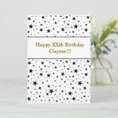 Zwarte sterren met bericht op zaterdag kaart (Staand voorkant)