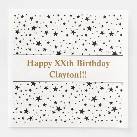 Zwarte sterren met bericht op zaterdag servet (Voorkant)