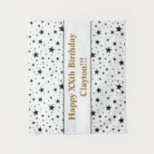 Zwarte sterren met bericht op zaterdag wandkleed (Voorkant)