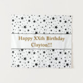 Zwarte sterren met bericht op zaterdag wandkleed (Voorkant (horizontaal))